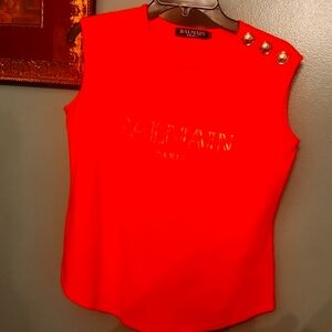 Balmain Paris Sleeveless Tank Top Orange
